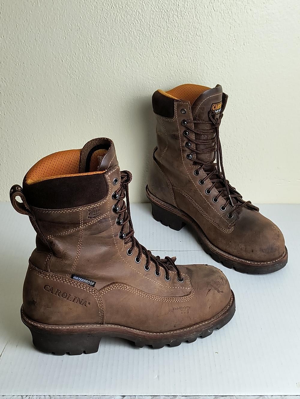 Carolina Birch 8.5 Brown High-Top Leather Combat Boots Durable Soles - Vibram